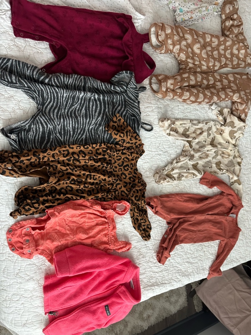 Mixed Baby Rompers and Jackets - Coral, Pink, Rust, Animal Prints